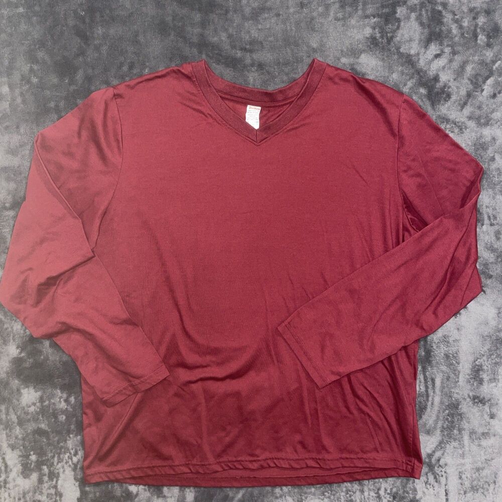 Decrum Men's Maroon V-Neck Long Sleeve Tee - Soft, Breathable Cotton blend Sz XL